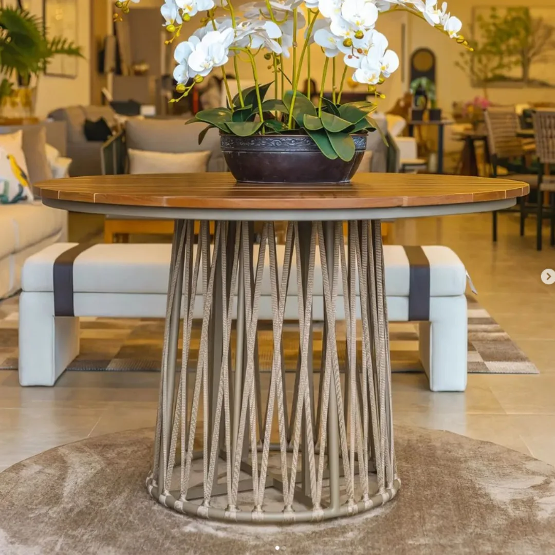 Mesa Savana - Alumínio e Madeira Teca | HG Decor Exclusive & Móveis Home Garden | Atibaia - SP