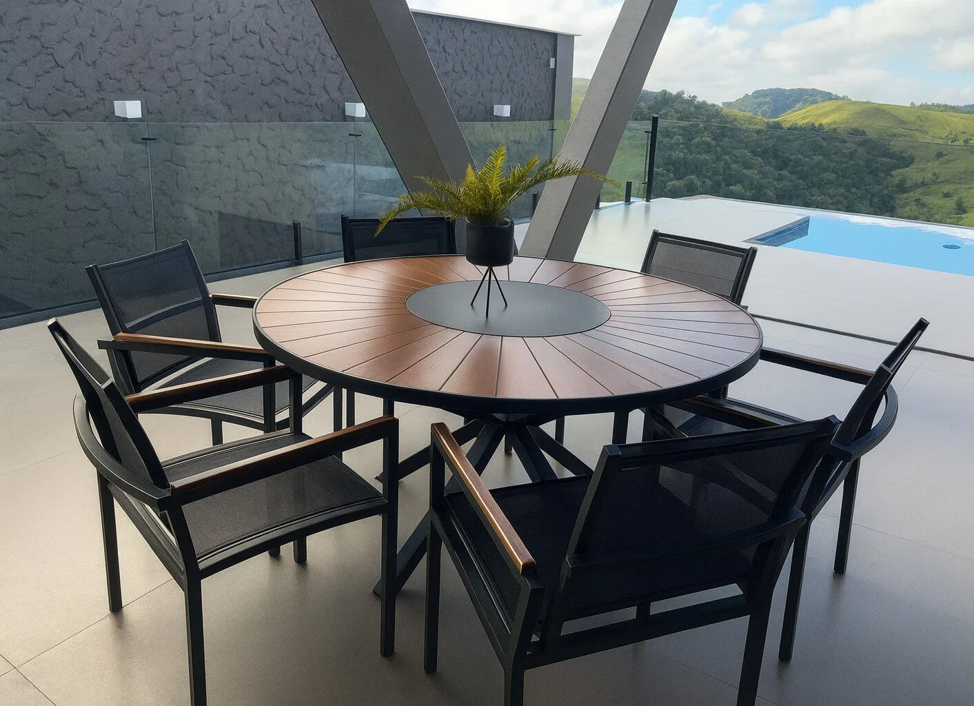 Conjunto Zurick nº2 - Mesa com Centro Giratório e Cadeiras | HG Decor Exclusive & Móveis Home Garden | Atibaia - SP