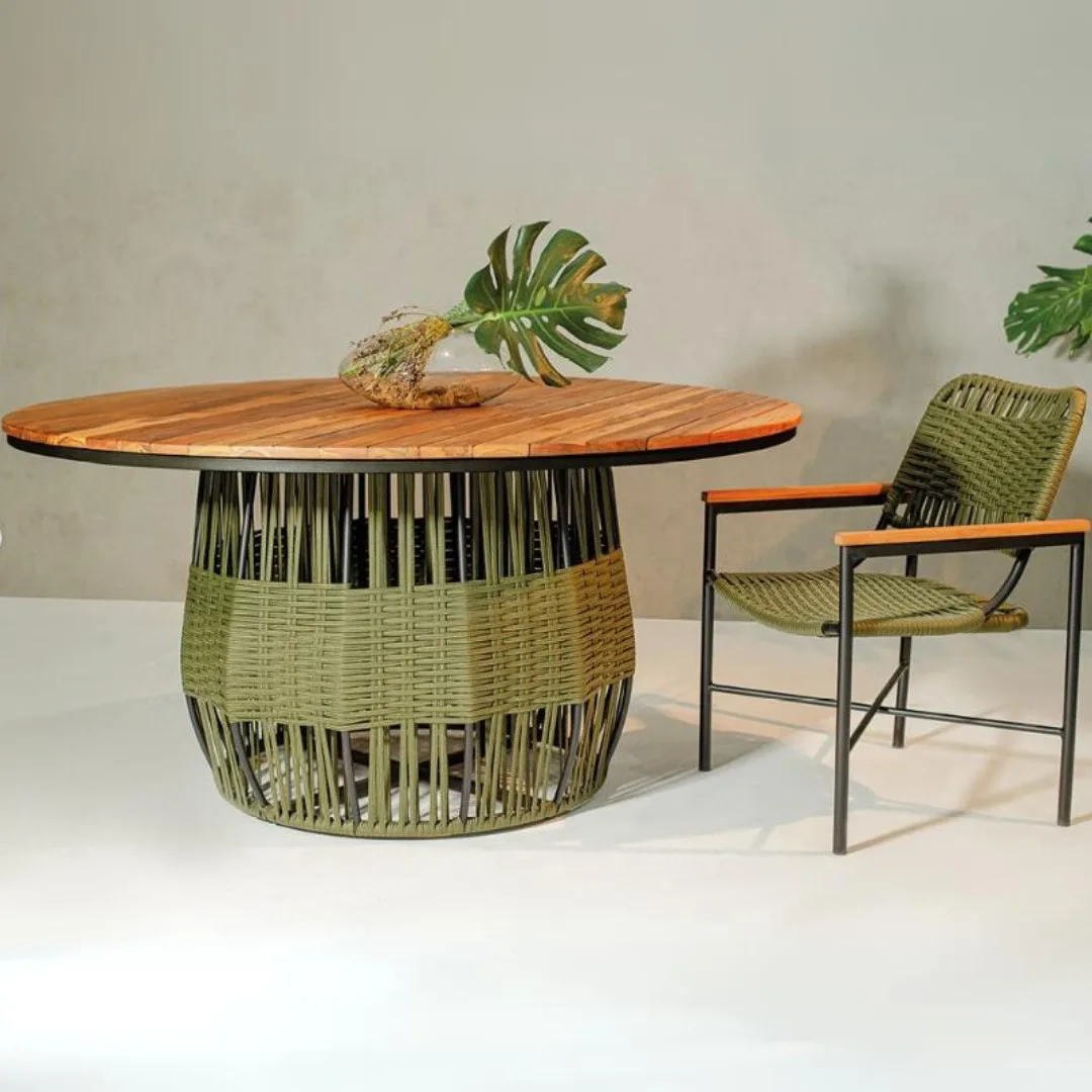 Mesa Cordelle - Alumínio e Madeira Teca | HG Decor Exclusive & Móveis Home Garden | Atibaia - SP