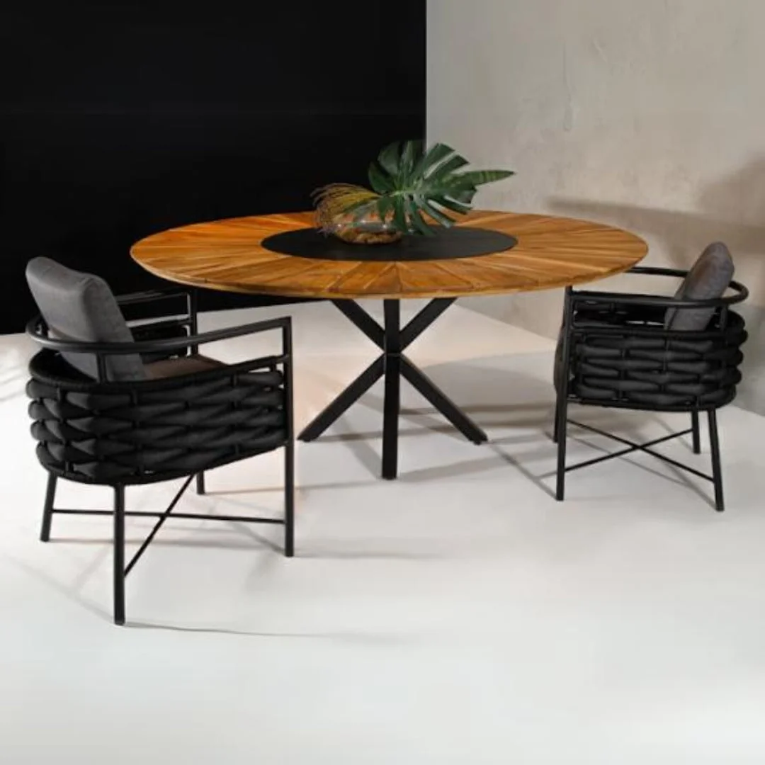 Mesa Dakota Giratória - Alumínio e Madeira Teca | HG Decor Exclusive & Móveis Home Garden | Atibaia - SP