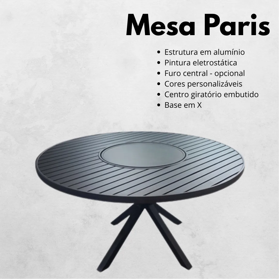 Mesa Paris - Alumínio | HG Decor Exclusive & Móveis Home Garden | Atibaia - SP