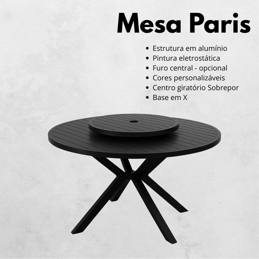 Mesa Paris - Alumínio | HG Decor Exclusive & Móveis Home Garden | Atibaia - SP