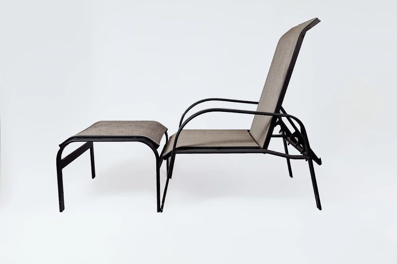 Mini Chaise Paris com pufe – Alumínio e Tela Sling | HG Decor Exclusive & Móveis Home Garden | Atibaia - SP